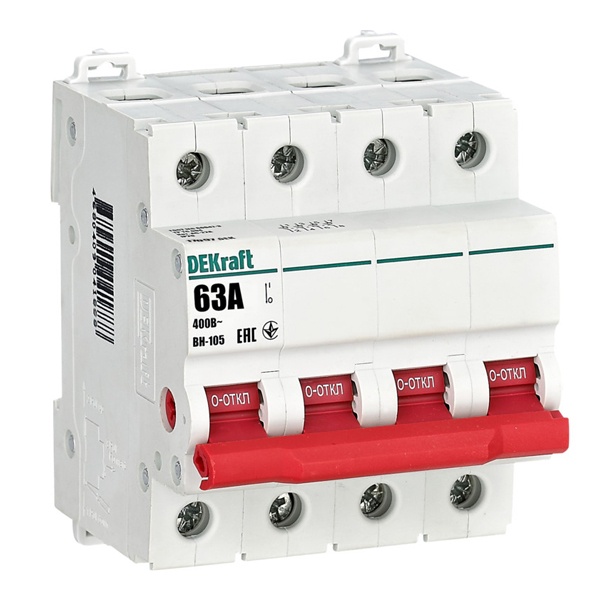 Рубильник DEKraft ВН-105 модульный 4P 63А (выключатель нагрузки)