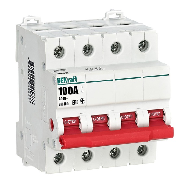 Рубильник DEKraft ВН-105 модульный 4P 100А (выключатель нагрузки)