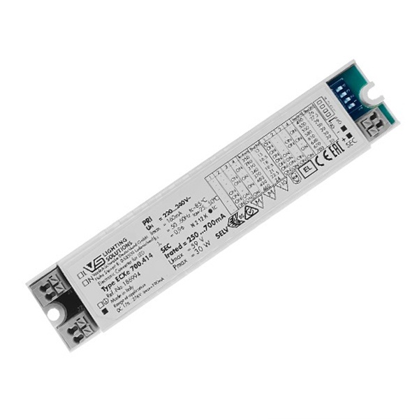 LED драйвер VS ECXe 700.414 13-30W 2-54V 250-700мА DIP-переключатель 150x30x21mm