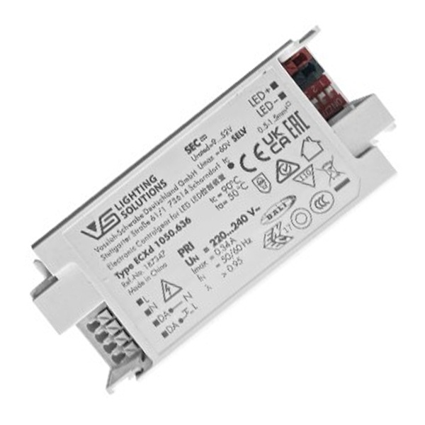 LED драйвер VS ECXd 1050.636 44W 9-52V 700-1050мА DALI2 DIP-переключатель 97x43x30mm