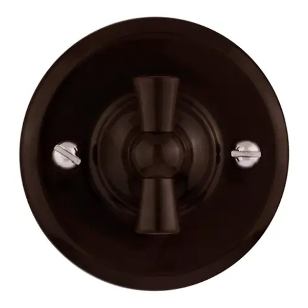 Накладной выключатель поворотный 1-клавишный TDM Виви проходной с ручкой (бантик) 10А коричневый