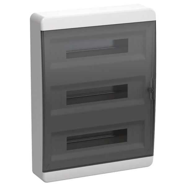 Щит накладной пластиковый ИЭК Tekfor ЩРН-П-54 54м белый черная прозрачная дверь IP41 (01-01-081)