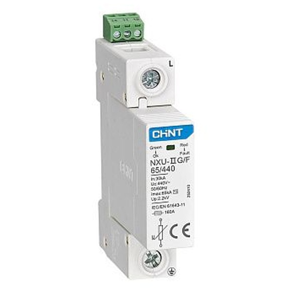 Ограничитель импульсных перенапряжений Chint NXU-IIG/F 1P класс II(C) In30kA Uc440B Im65kA