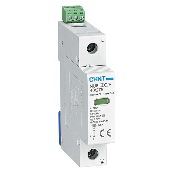 Ограничитель импульсных перенапряжений Chint NU6-IIG 1Р класс II(C) In15kA Uc440B Im40kA