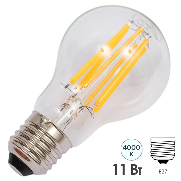 Лампа светодиодная филаментная Osram LED STAR CL A 11W/840 4000K 220V E27 прозрачная холодный свет