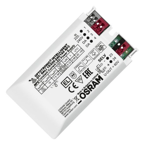 LED драйвер Osram OTi DALI 15/220...240/1A0 NFC 3-18W 7.5-54V 150-1050мА 95x53x30mm