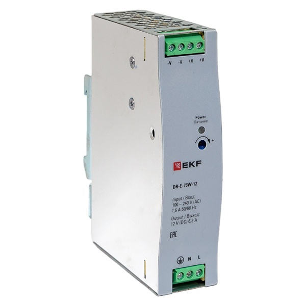 Блок питания EKF PROxima DR-E-75W-12 75Вт вход 80-264В АС стабилизированный выход 12В DC