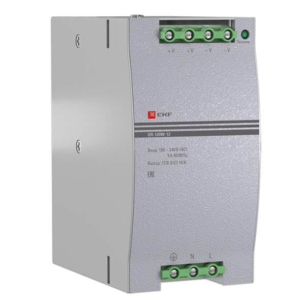 Блок питания EKF PROxima DR-120W-12 120Вт вход 100-240В АС стабилизированный выход 12В DC