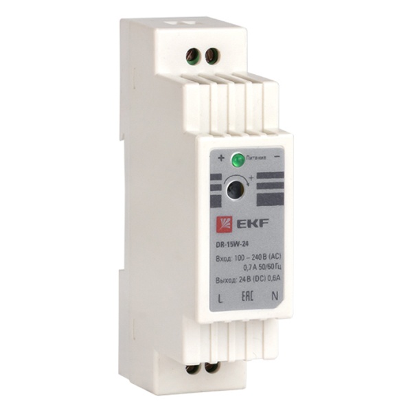 Блок питания EKF PROxima DR-15W-24 15Вт вход 100-240В АС стабилизированный выход 24В DC