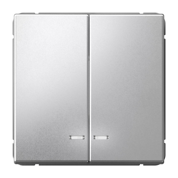 Двухклавишный выключатель с подсветкой SE ArtGallery 10А алюминий