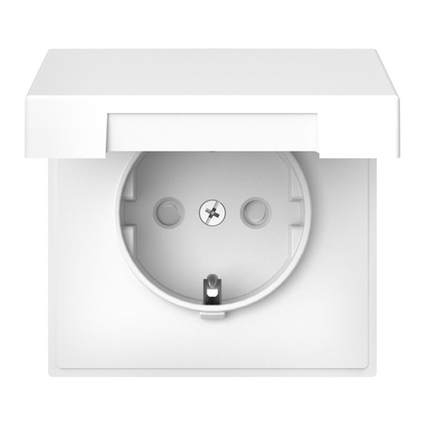 Розетка SE ArtGallery 2P+E 16А со шторками и крышкой IP20 белая