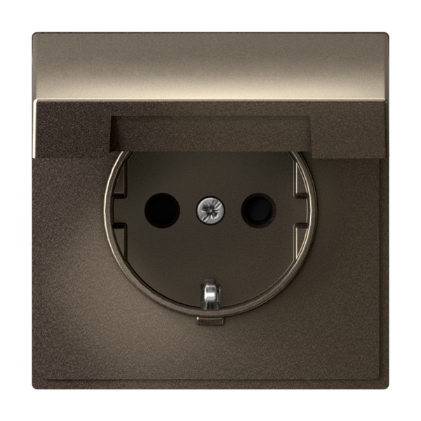 Розетка SE ArtGallery 2P+E 16А со шторками и крышкой IP20 мокко
