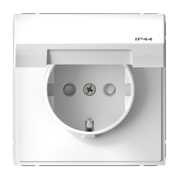 Розетка Systeme Electric ArtGallery 2P+E 16А со шторками и крышкой IP44 белая