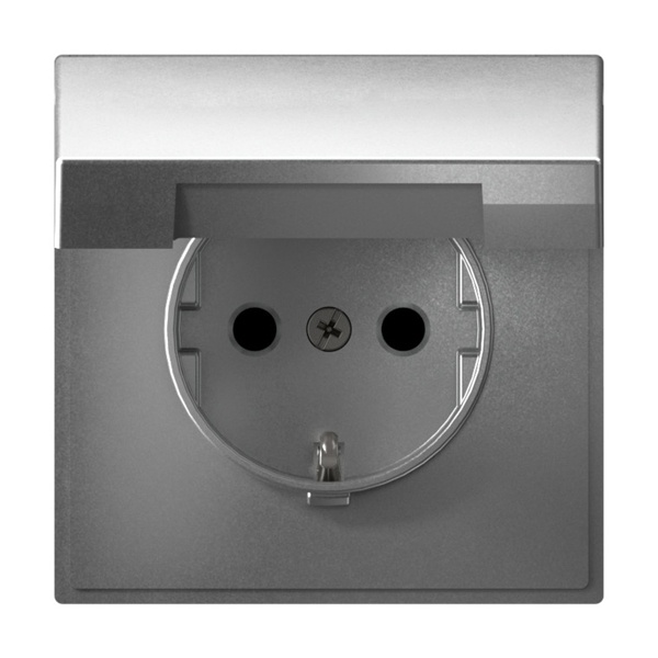 Розетка SE ArtGallery 2P+E 16А со шторками и крышкой IP20 алюминий