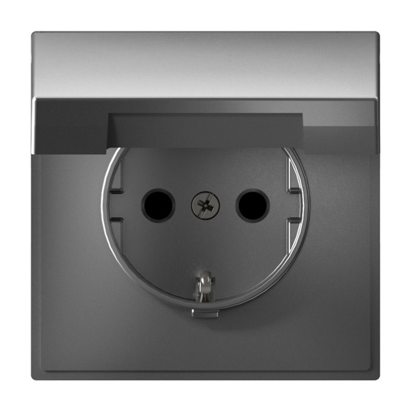 Розетка SE ArtGallery 2P+E 16А со шторками и крышкой IP20 сталь