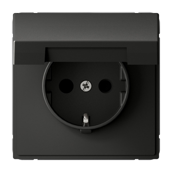 Розетка SE ArtGallery 2P+E 16А со шторками и крышкой IP20 базальт