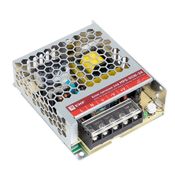 Блок питания EKF PROxima MPS-50W-24 50Вт вход 85-264В АС стабилизированный выход 24В DC