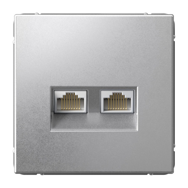 Розетка двойная компьютерная RJ45+RJ45 SE ArtGallery категория 6А алюминий