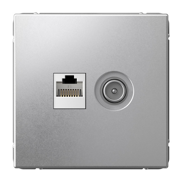 Розетка двойная TV+RJ45 SE ArtGallery категория 5Е алюминий