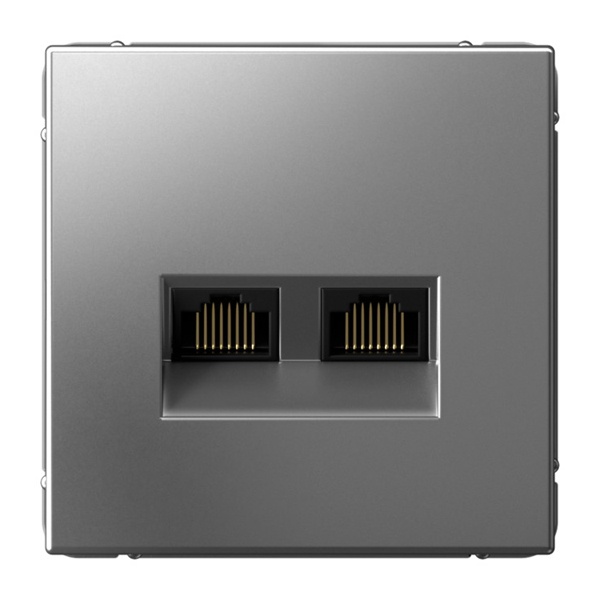 Розетка двойная компьютерная RJ45+RJ45 SE ArtGallery категория 6А сталь