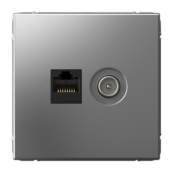 Розетка двойная TV+RJ45 SE ArtGallery категория 5Е сталь