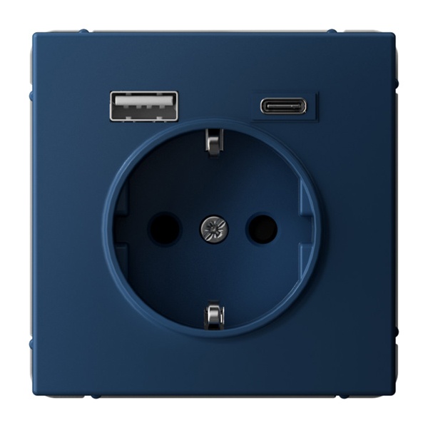 Зарядка USB с розеткой 2P+E SE ArtGallery тип-А и тип-C 5В/2,4А/3,0А, 2х5В/1,5 аквамарин