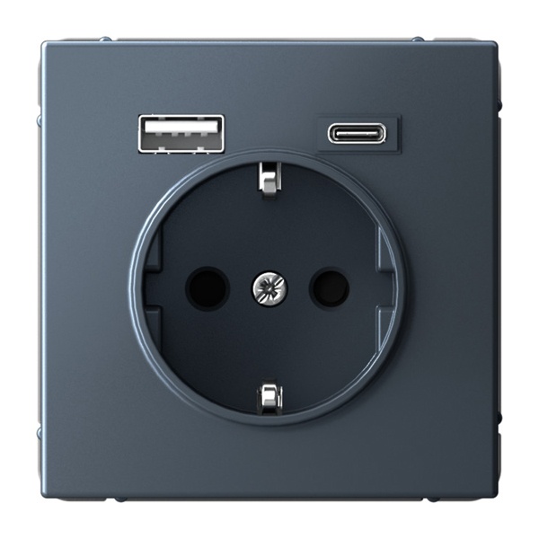 Зарядка USB с розеткой 2P+E SE ArtGallery тип-А и тип-C 5В/2,4А/3,0А, 2х5В/1,5 грифель