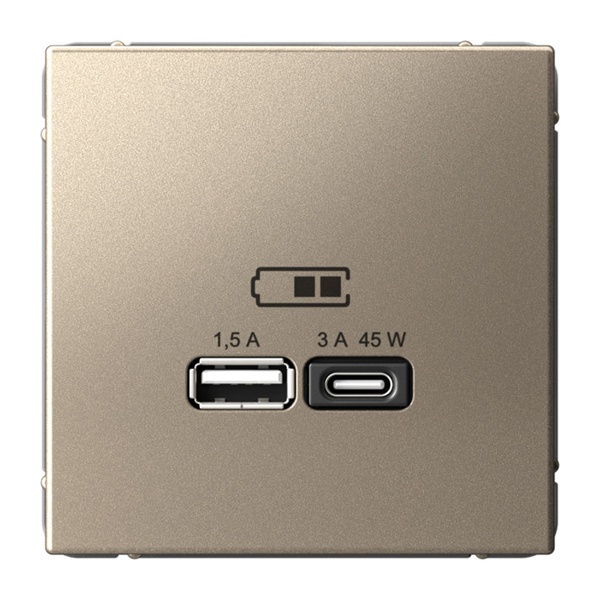 Зарядка USB SE ArtGallery тип-А и тип-C 45Вт QC PD шампань