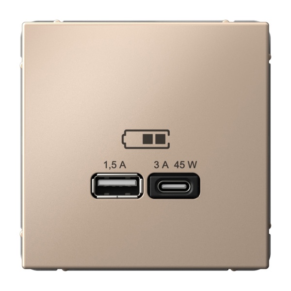 Зарядка USB SE ArtGallery тип-А и тип-C 45Вт QC PD песочный