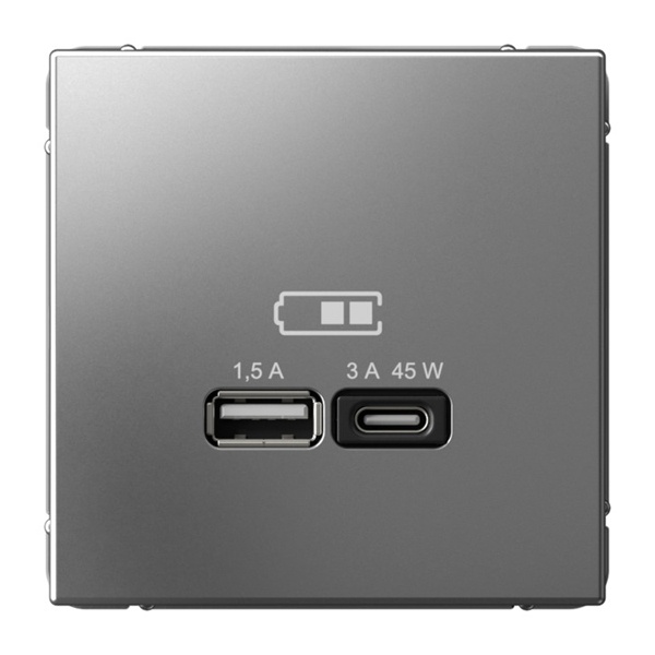 Зарядка USB SE ArtGallery тип-А и тип-C 45Вт QC PD сталь