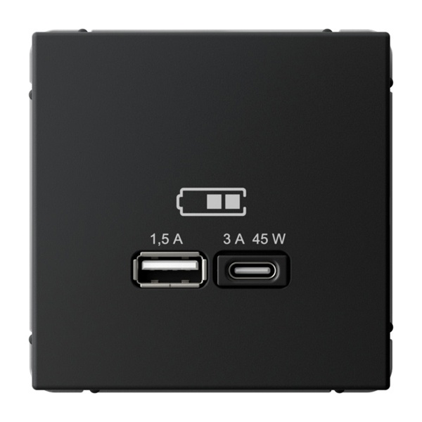 Зарядка USB SE ArtGallery тип-А и тип-C 45Вт QC PD карбон