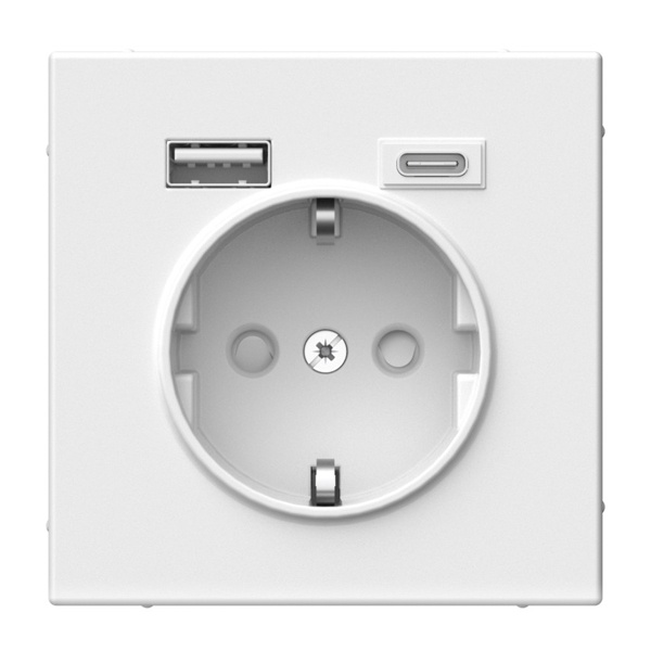 Зарядка USB с розеткой 2P+E SE ArtGallery тип-А и тип-C 5В/2,4А/3,0А, 2х5В/1,5 лотос