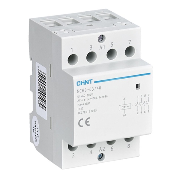 Контактор модульный Chint NCH8-63/40 63A 4НО AC24В 50Гц (R)