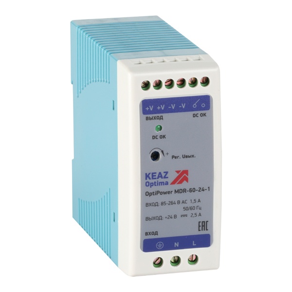 Блок питания КЭАЗ OptiPower MDR-60-24-1 20Вт вход 85-264В АС стабилизированный выход 24В DC