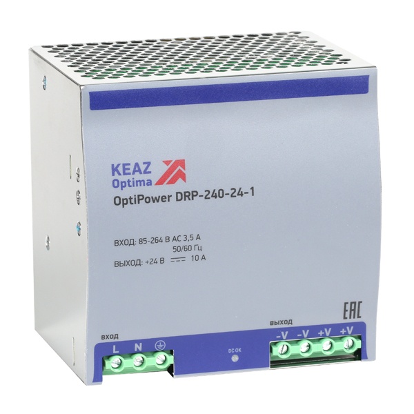 Блок питания КЭАЗ OptiPower DR-240-24-1 240Вт вход 85-264В АС стабилизированный выход 24В DC