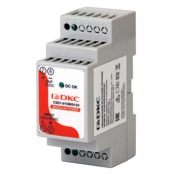 Блок питания DKC MODULAR POWER 15Вт вход 120-230В АС стабилизированный выход 12В DC