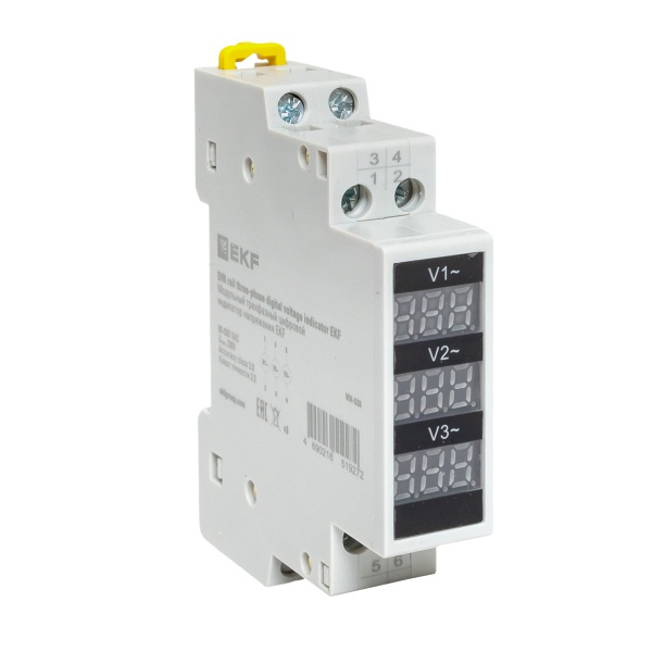 Модульный трехфазный цифровой индикатор напряжения EKF, вольтметр 80-500В