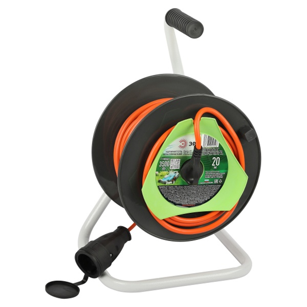 Удлинитель силовой ЭРА RP-1e-3x1.5-20m 1 розетка заземление пластиковая катушка 20м ПВС 3x1,5 мм2