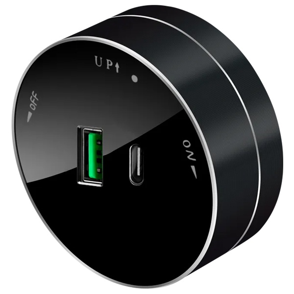 Розетка для зарядки SE MultiTrack 2хUSB (тип А+С) круглая 18Вт 5В 3А антрацит