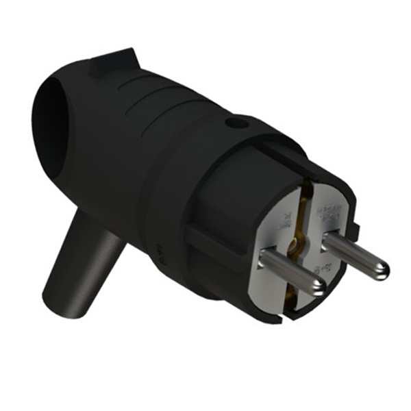 Вилка с заземлением SE MultiSet 2Р+Е 16А угловая каучук IP44 черная