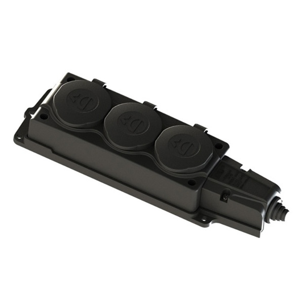 Колодка SE MultiSet 3x2К+З 16А каучуковая IP44 черная