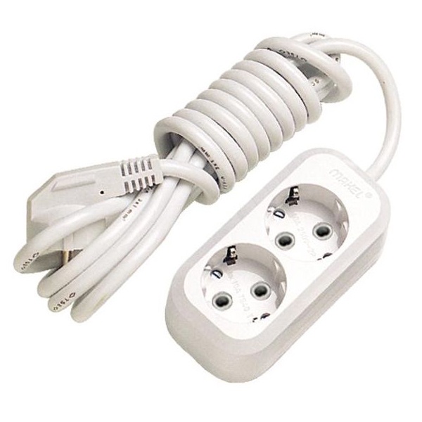 Удлинитель Makel 2х2P+PE кабель 3м 3х1мм2 16А/250В белый