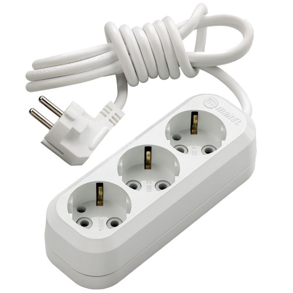 Удлинитель Makel 3х2P+PE кабель 5м 3х1мм2 16А/250В белый