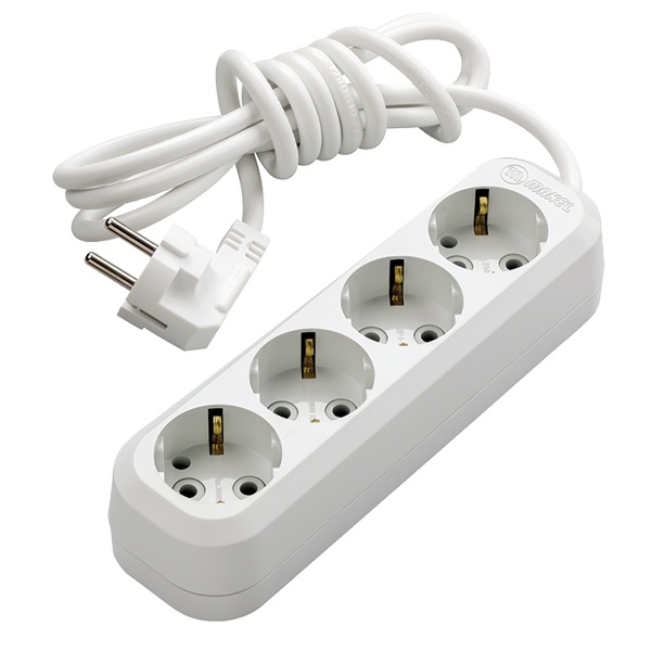 Удлинитель Makel 4х2P+PE кабель 5м 3х1мм2 16А/250В белый