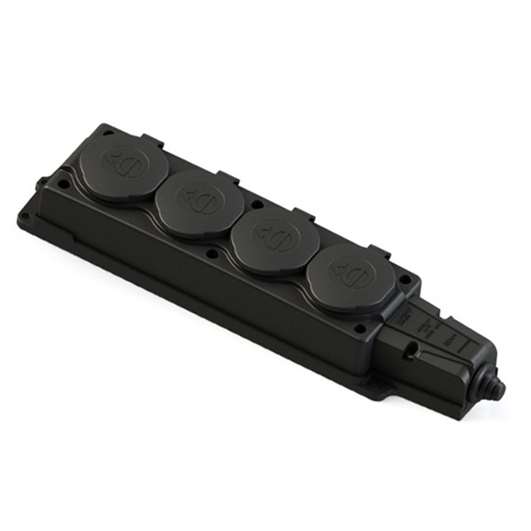 Колодка SE MultiSet 4x2К+З 16А каучуковая IP44 черная