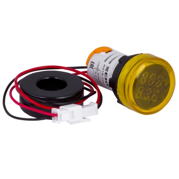 Индикатор значения тока и напряжения EKF PROxima ED16-22AVD 100А 70-500В АС IP54 желтый