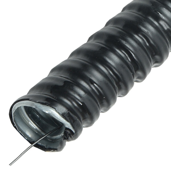 Металлорукав ИЭК Р3-ЦПнг-12 ELASTA 12 мм с протяжкой черный [бухта 20м]