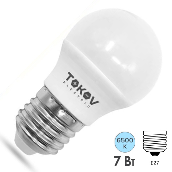 Лампа светодиодная шарик Tokov Electric G45 7W 6500K 176-264V E27 дневной свет