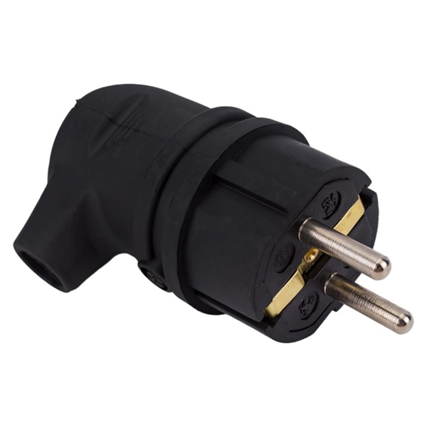 Вилка угловая каучук Tokov Electric 2Р+E 16А 250В IP44 черная