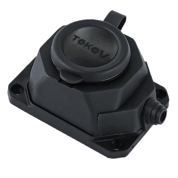 Колодка для удлинителя с заглушкой Tokov Electric 2Р+РЕ 16А 250В каучук IP44 черная
